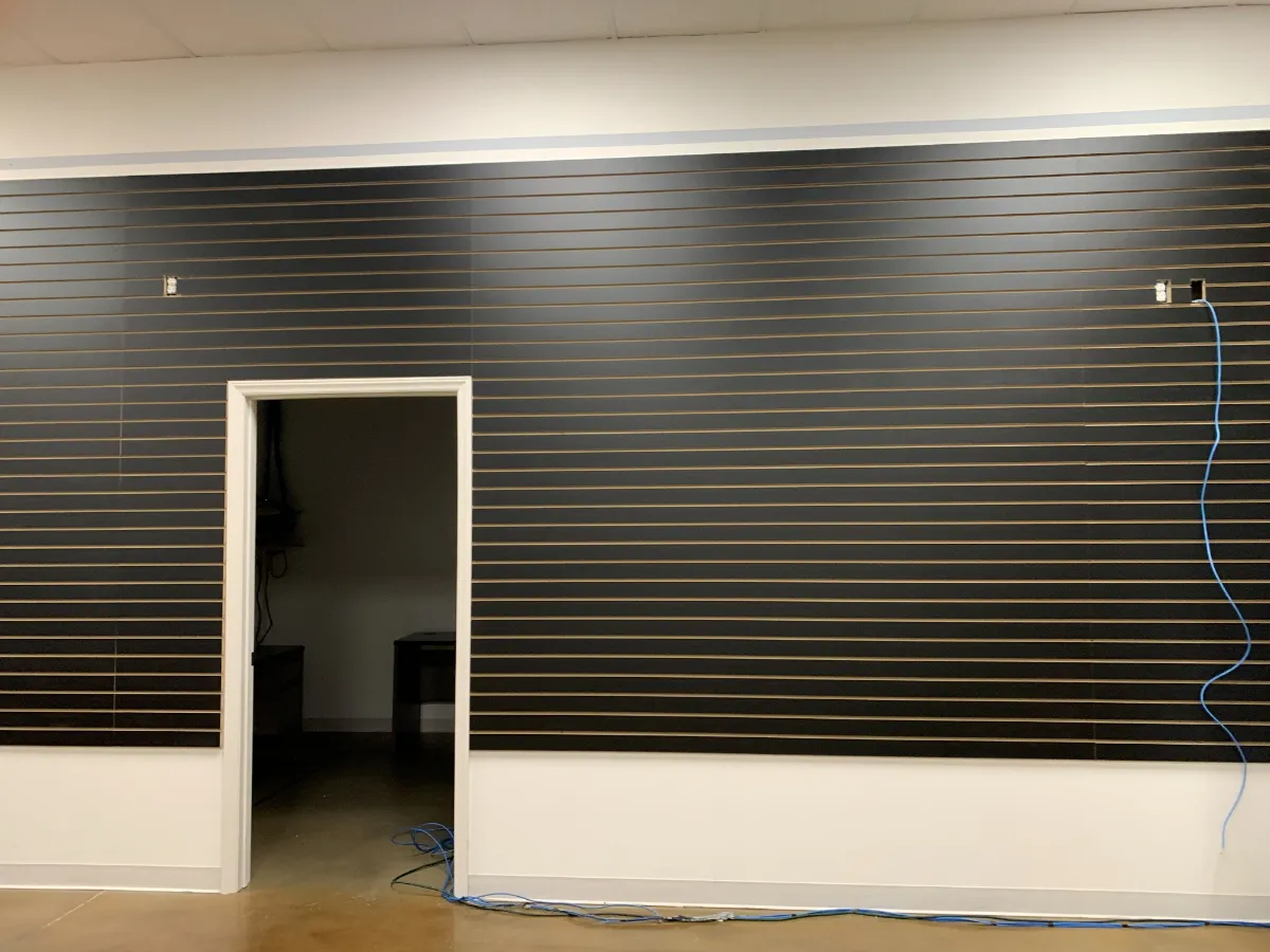 The slat run carried around a doorway opening and cut tight to the frame