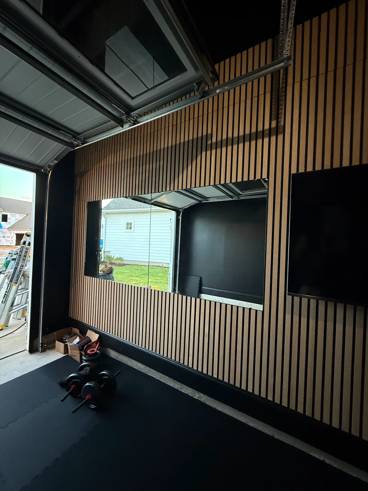 Garage Conversion with Slat Wall