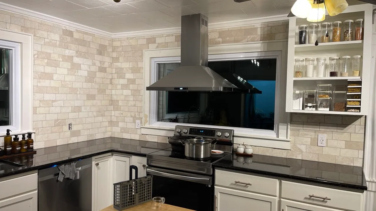 Travertine Backsplash Kitchen
